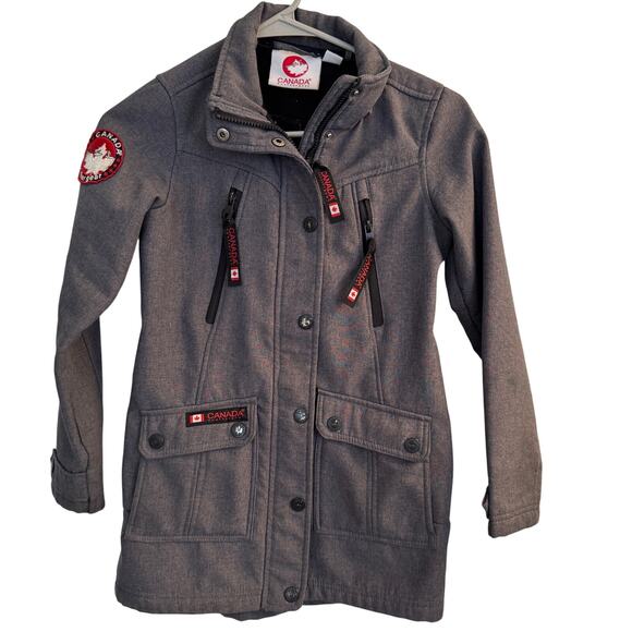 Canada Weather Gear Coat Girls Gray Long Full Zip Collared Sz M - Picture 1 of 8